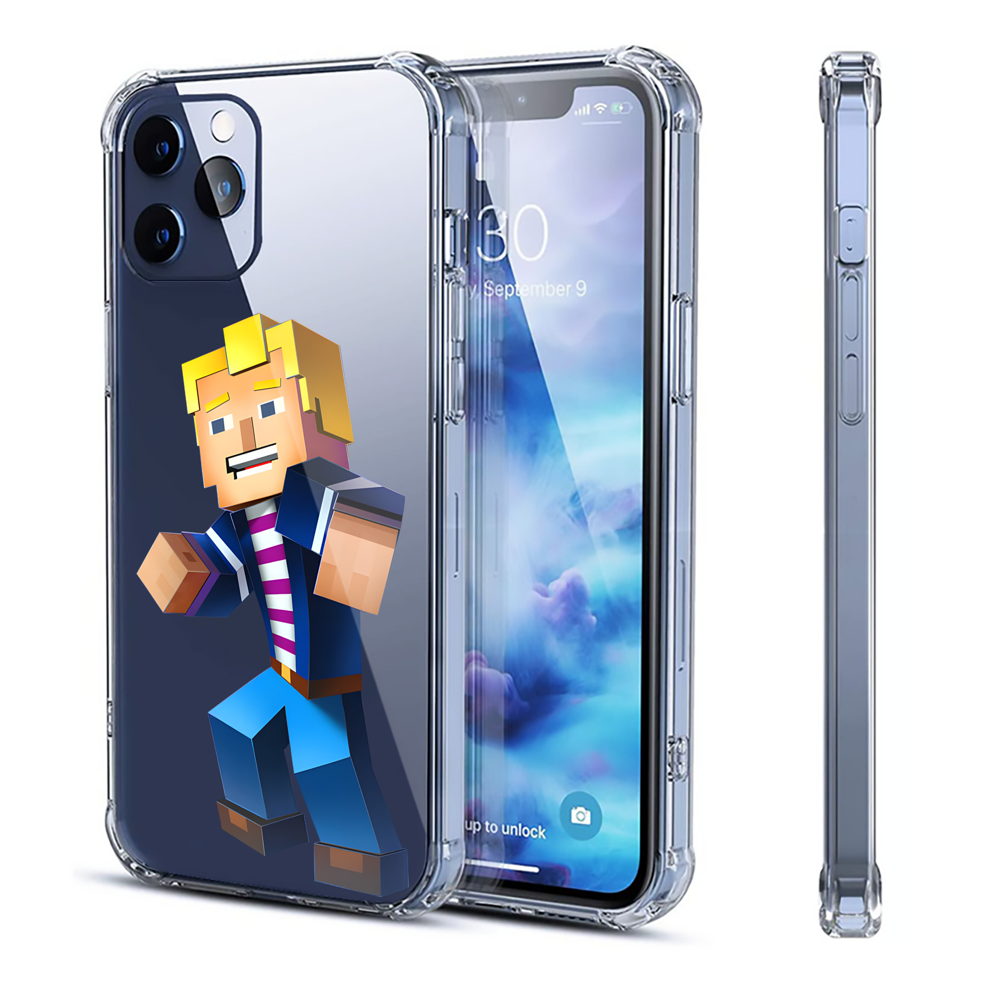 （画像用） マインクラフト ブロックの世界 Minecraft MC Block world 【iPhone 12シリーズ対応】透明スマホケース（クリアソフトケース）